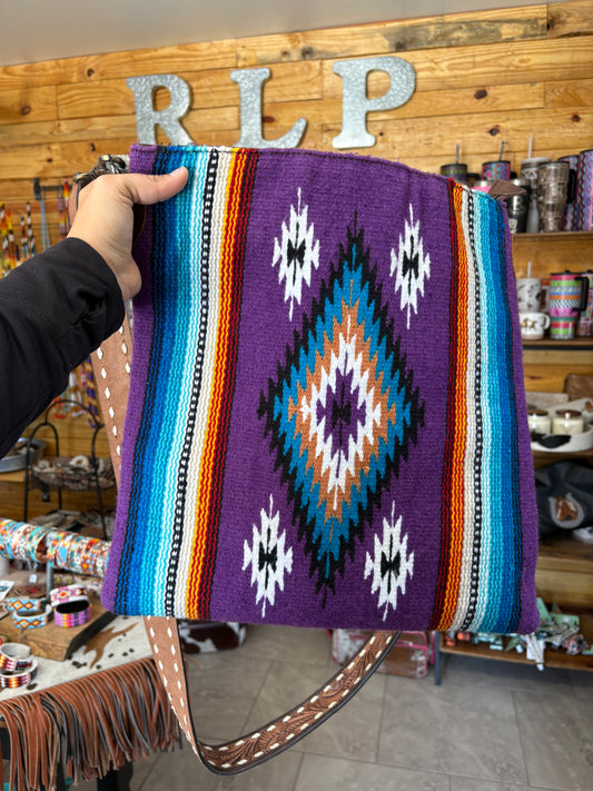 Western Wool Saddle Blanket Crossbody