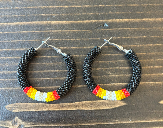 1.5” Crochet Bead Hoop Earrings