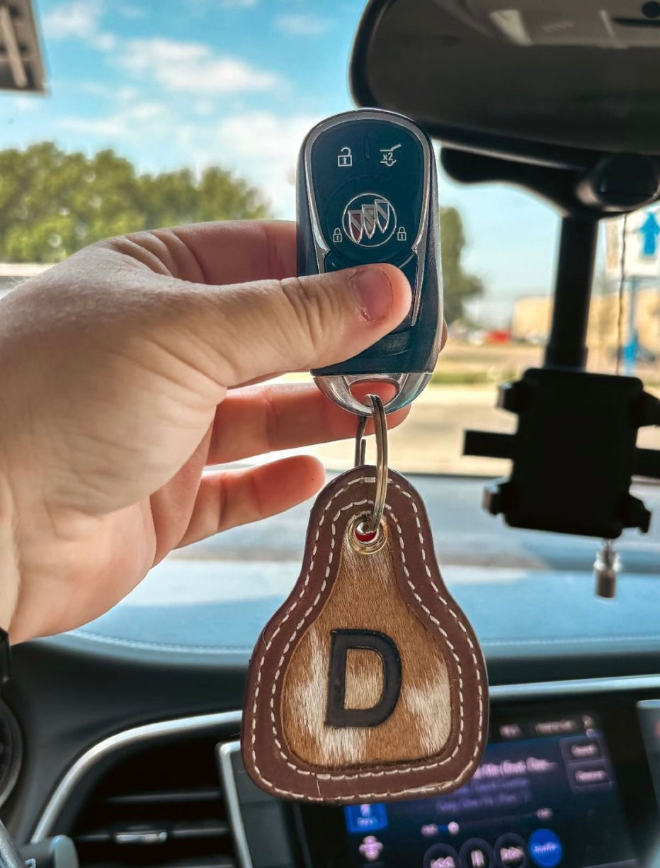 Brown-  Branded Cowhide Keychain**