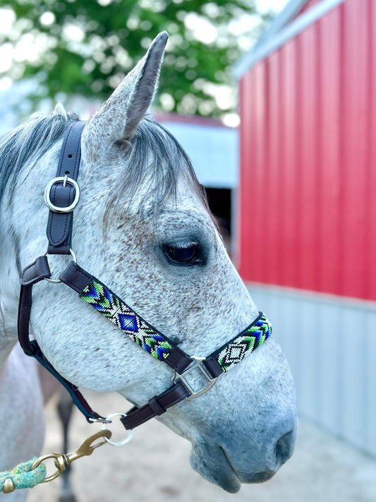 Duke Beaded Leather Halter