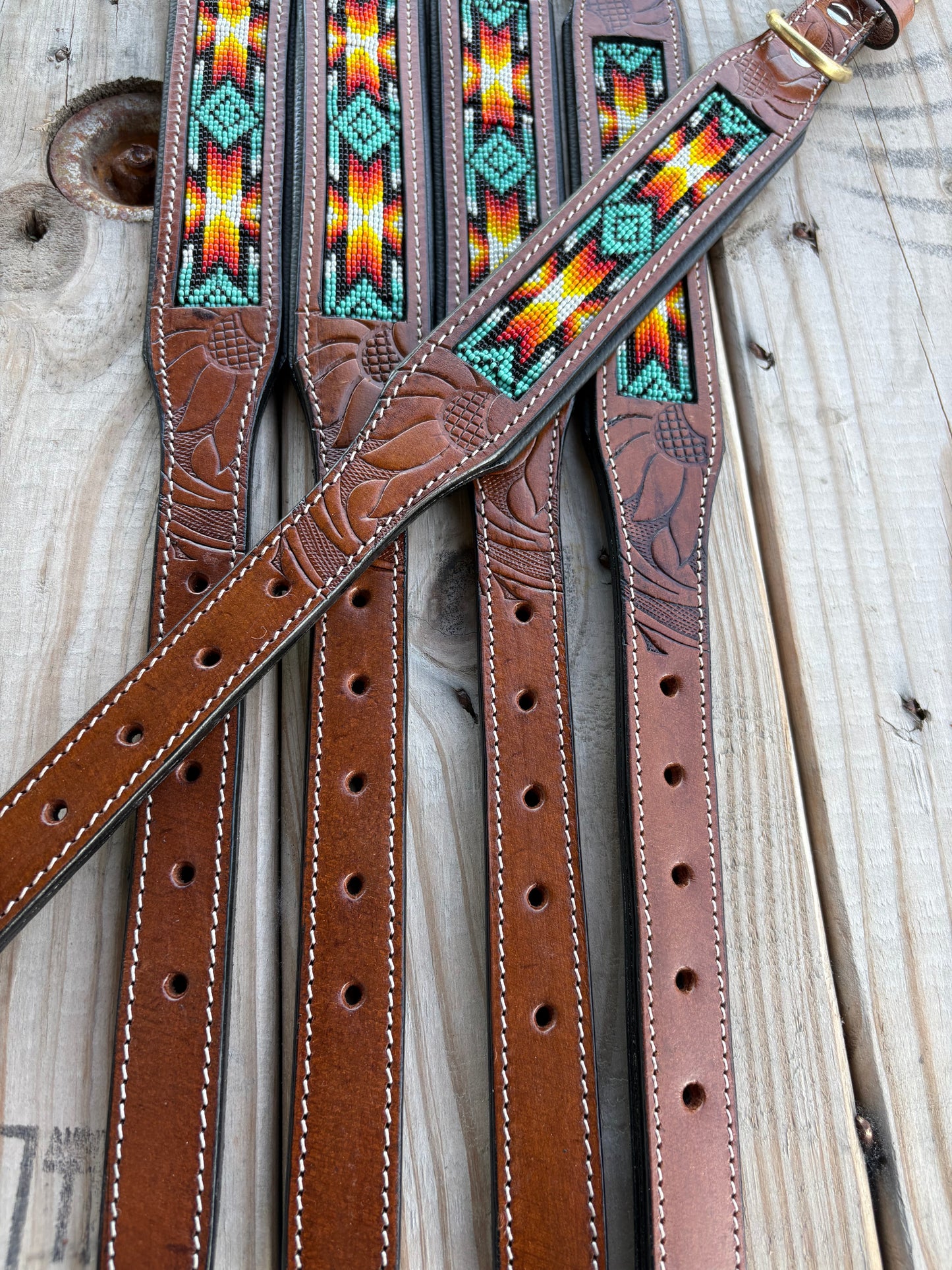 Turquoise Agave Dog Collar- Medium