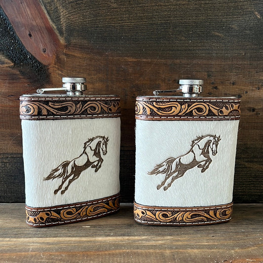 Cowhide Tooled Leather Flask*