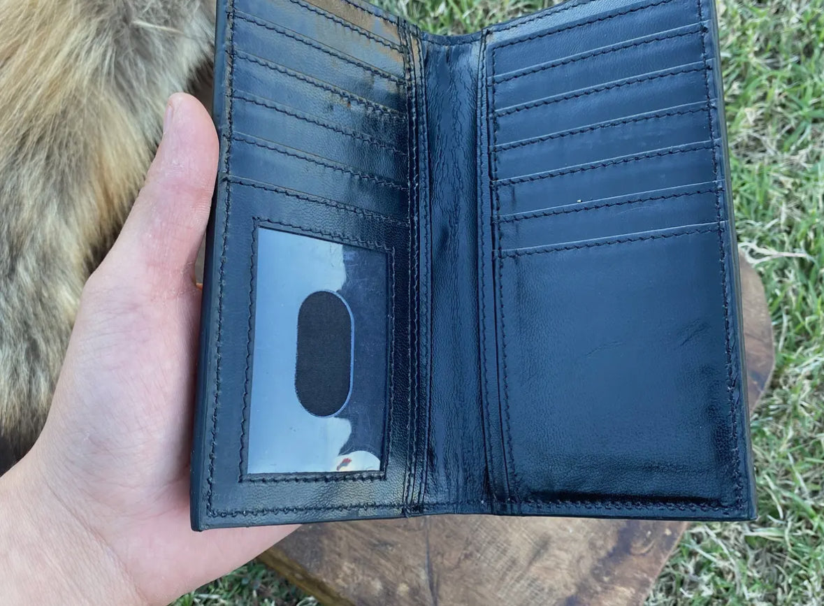 Tooled Leather + Cowhide Wallet