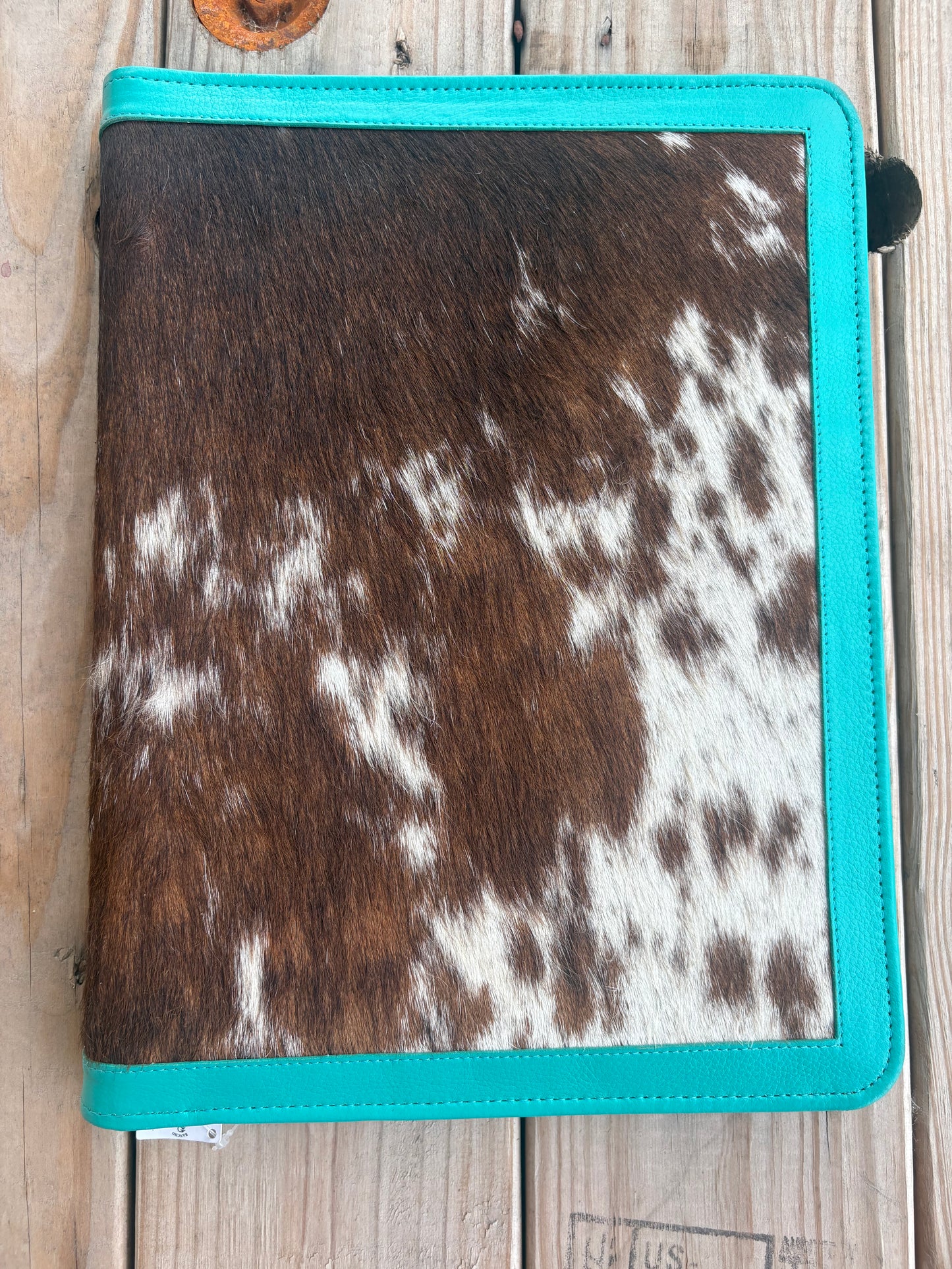 Turquoise Leather Cowhide Planner