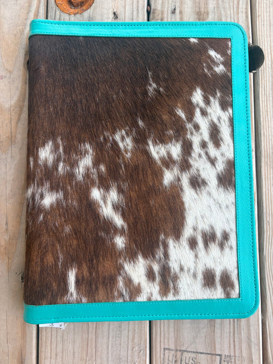 Turquoise Leather Cowhide Planner