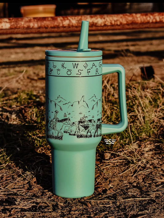 Turquoise Cattle Drive Tumbler - 40oz