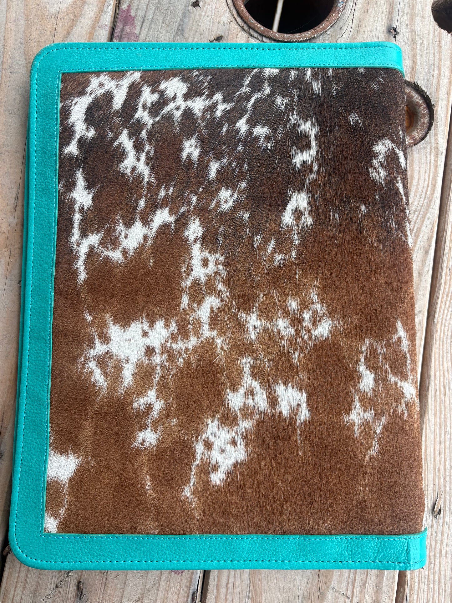 Turquoise Leather Cowhide Binder