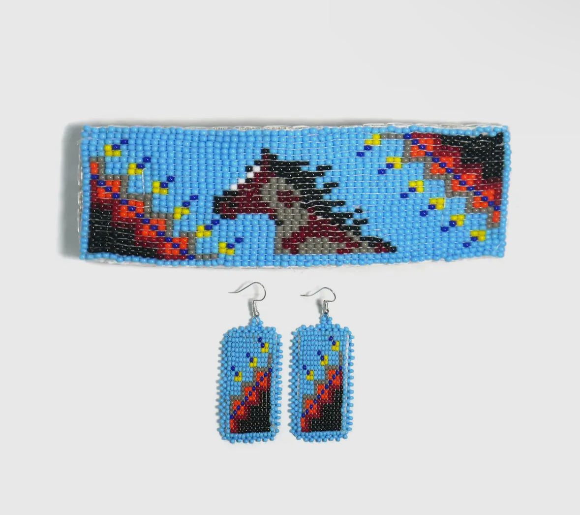 Horse Beaded Hair Barrette + Earrings