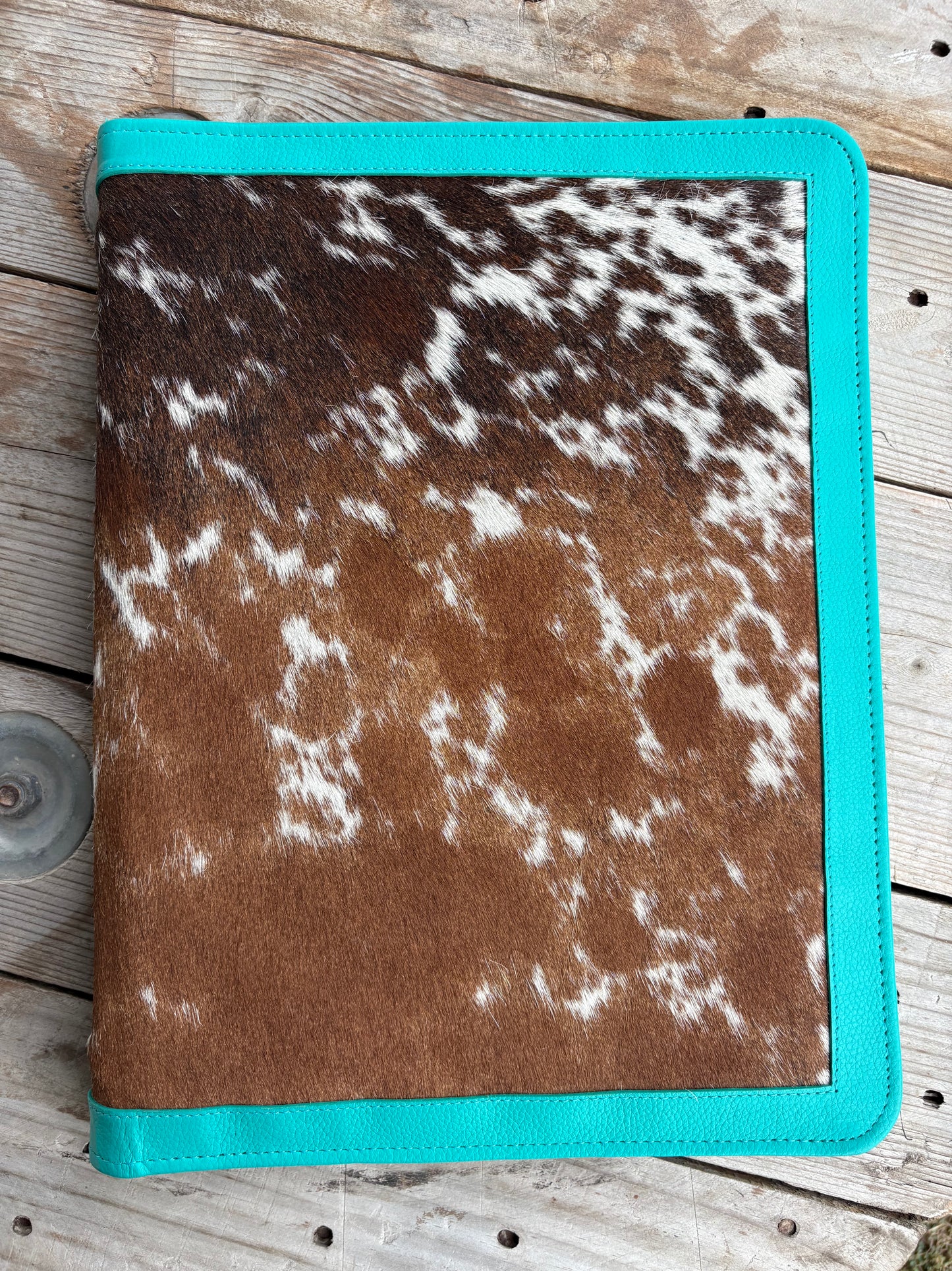 Turquoise Leather Cowhide Binder