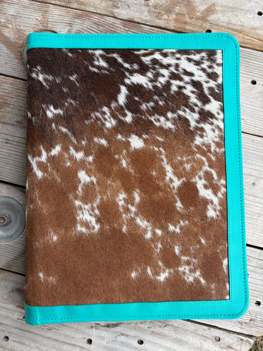 Turquoise Leather Cowhide Binder