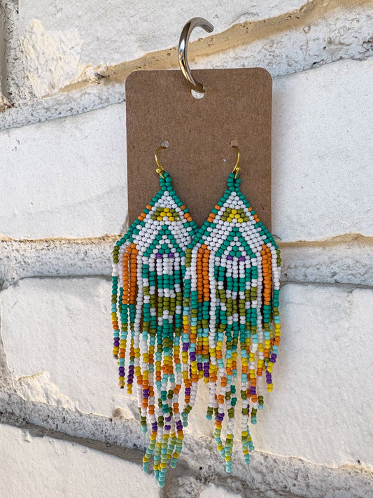 Hand Beaded Drop Earrings