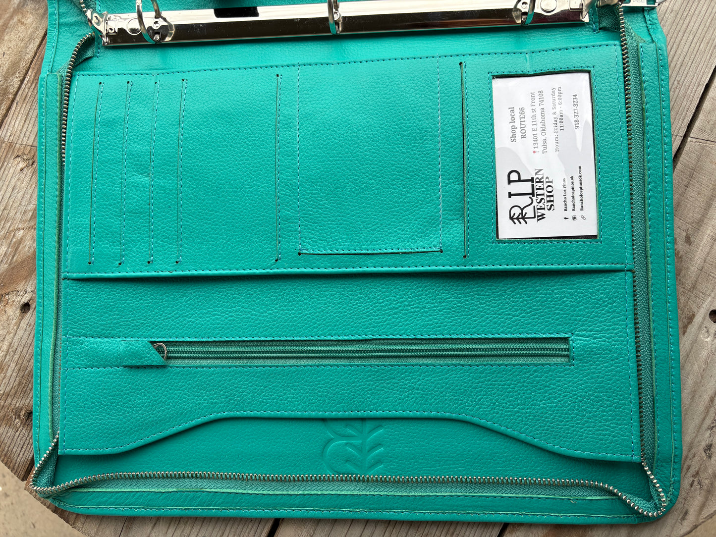 Turquoise Leather Cowhide Binder