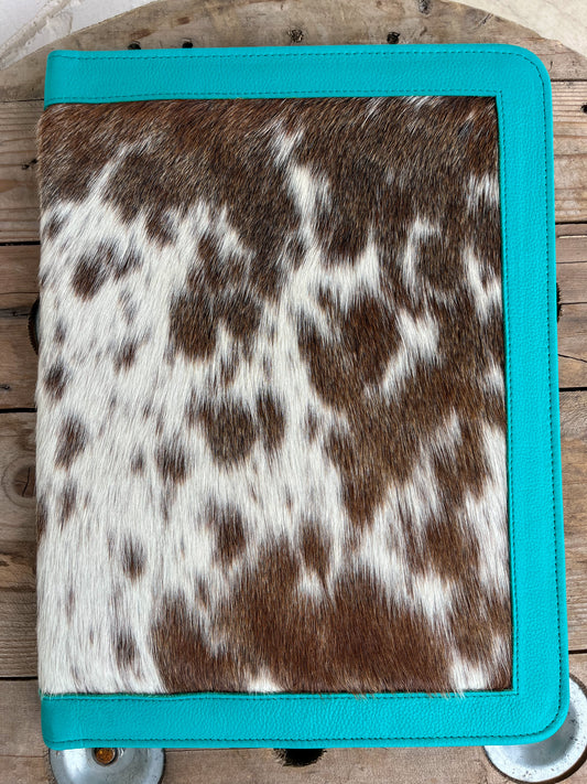 Cowhide + Turquoise Leather Planner (4)