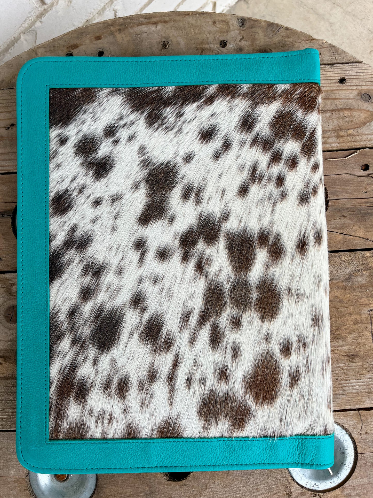 Cowhide + Turquoise Leather Planner (4)