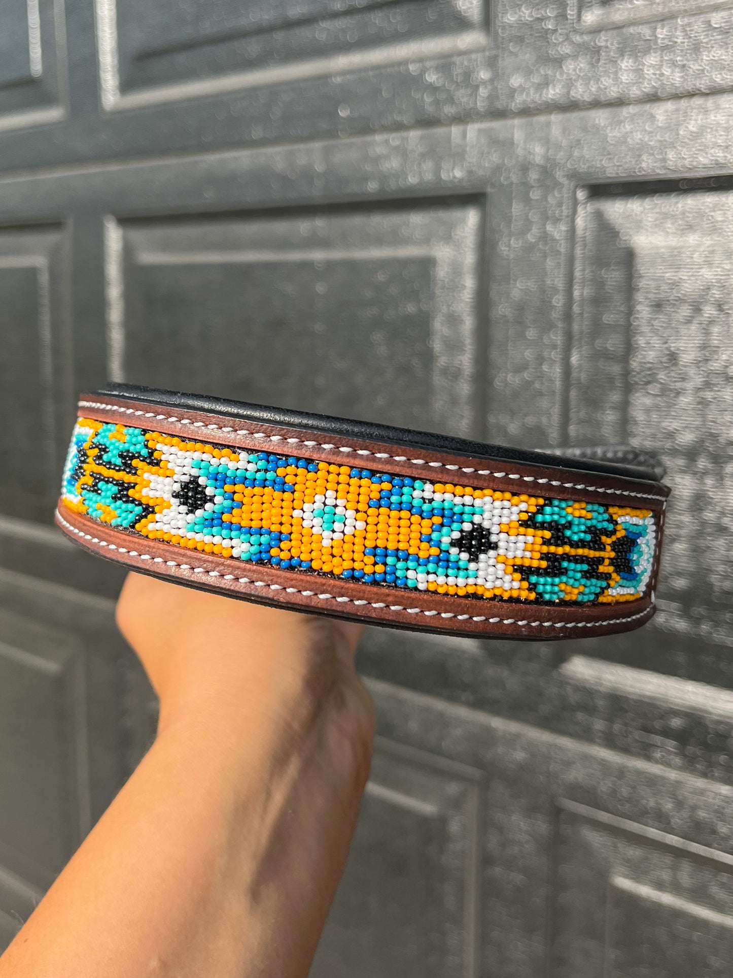 Yellow Jacket Beaded Dog collar