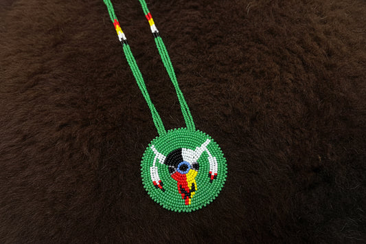 Bison Feather Skull Pendant Necklace