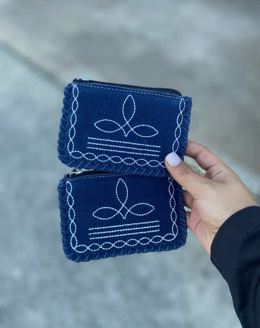 Blue Boot Stitch Coin Purse