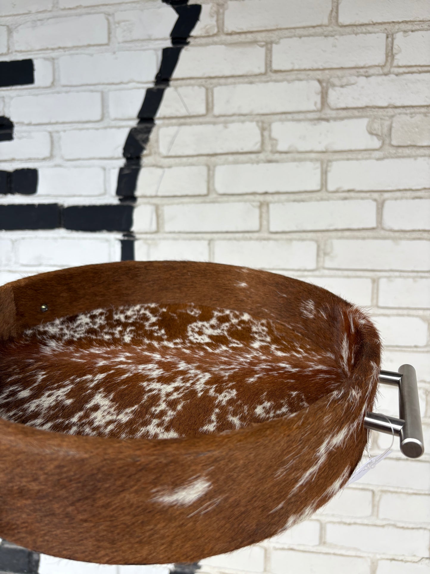 Small Round Cowhide Tray