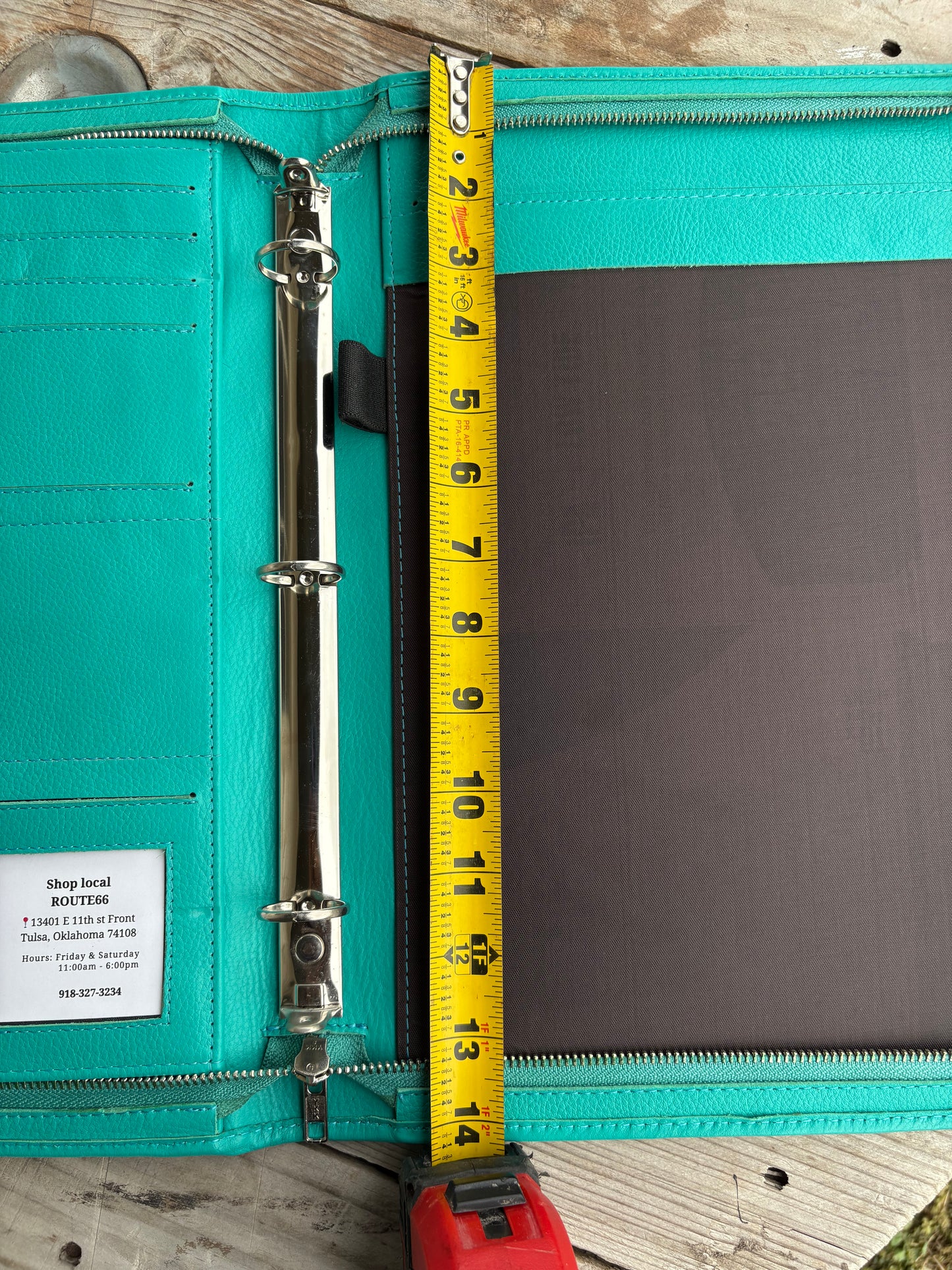 Turquoise Leather Cowhide Binder