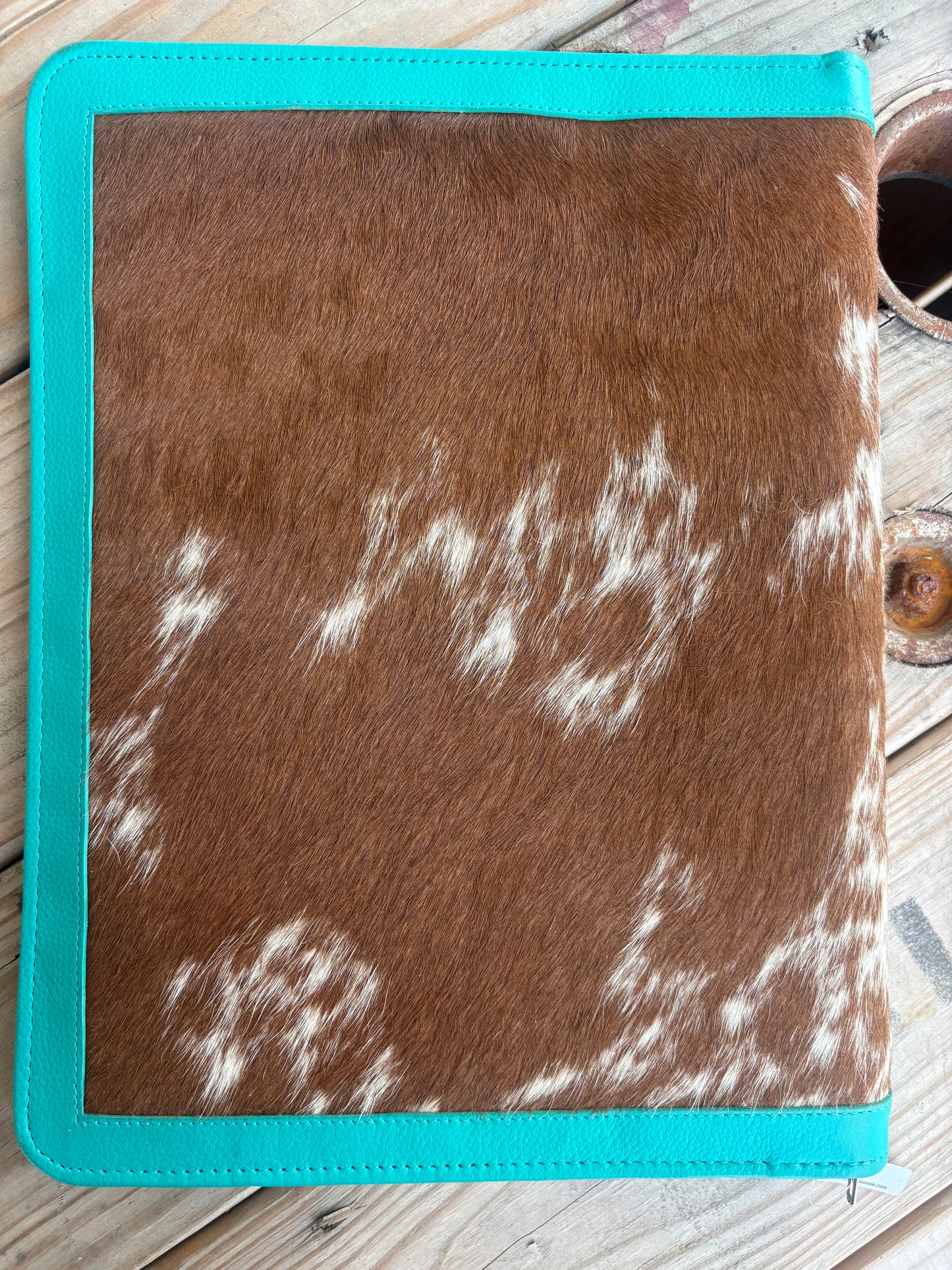 Turquoise Leather Cowhide Planner