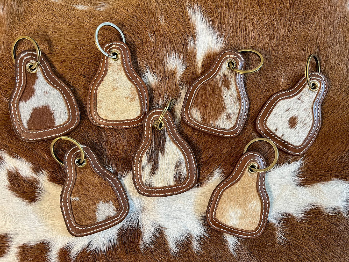 Brown-  Branded Cowhide Keychain**