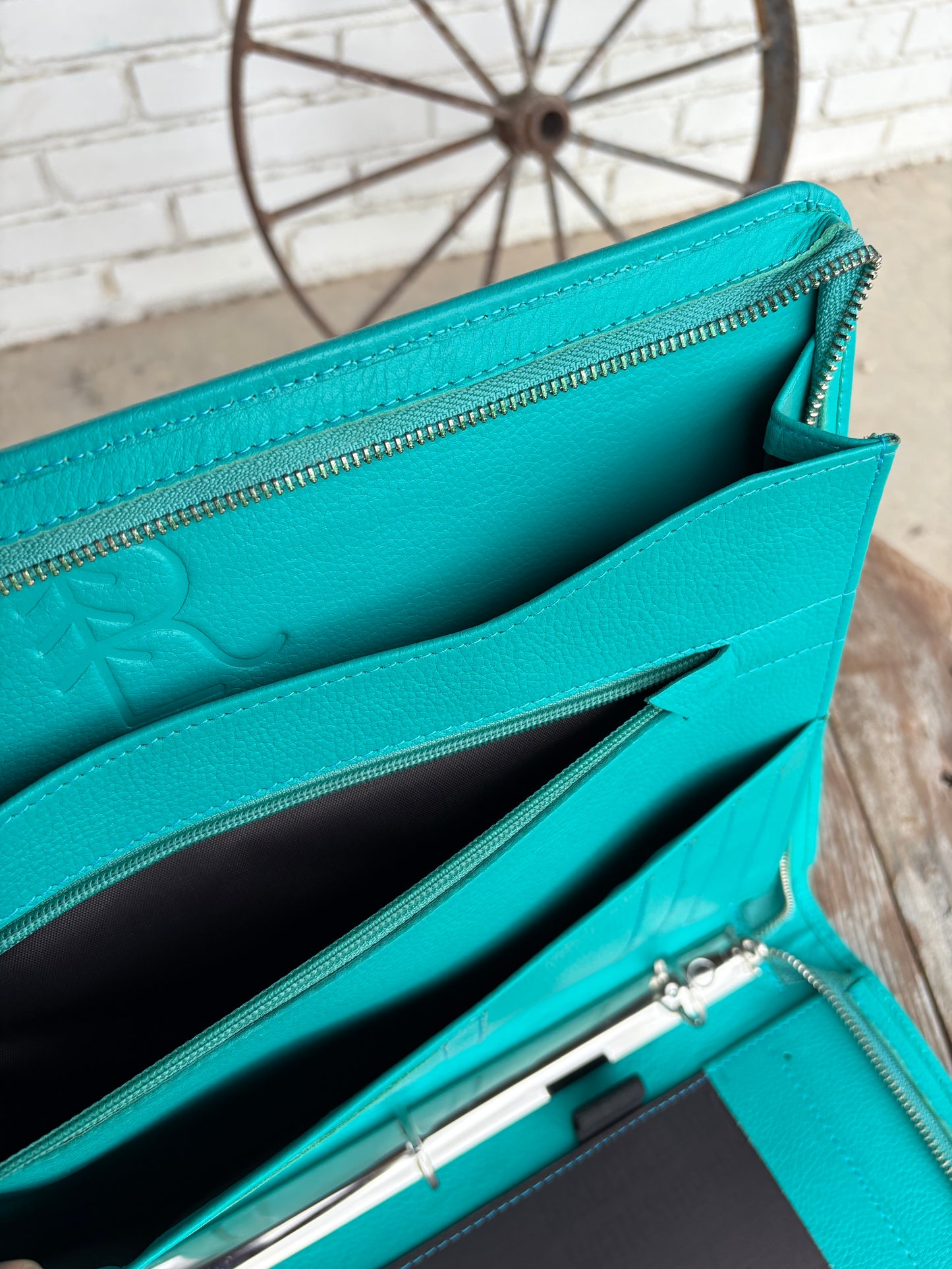Turquoise Leather Cowhide Binder