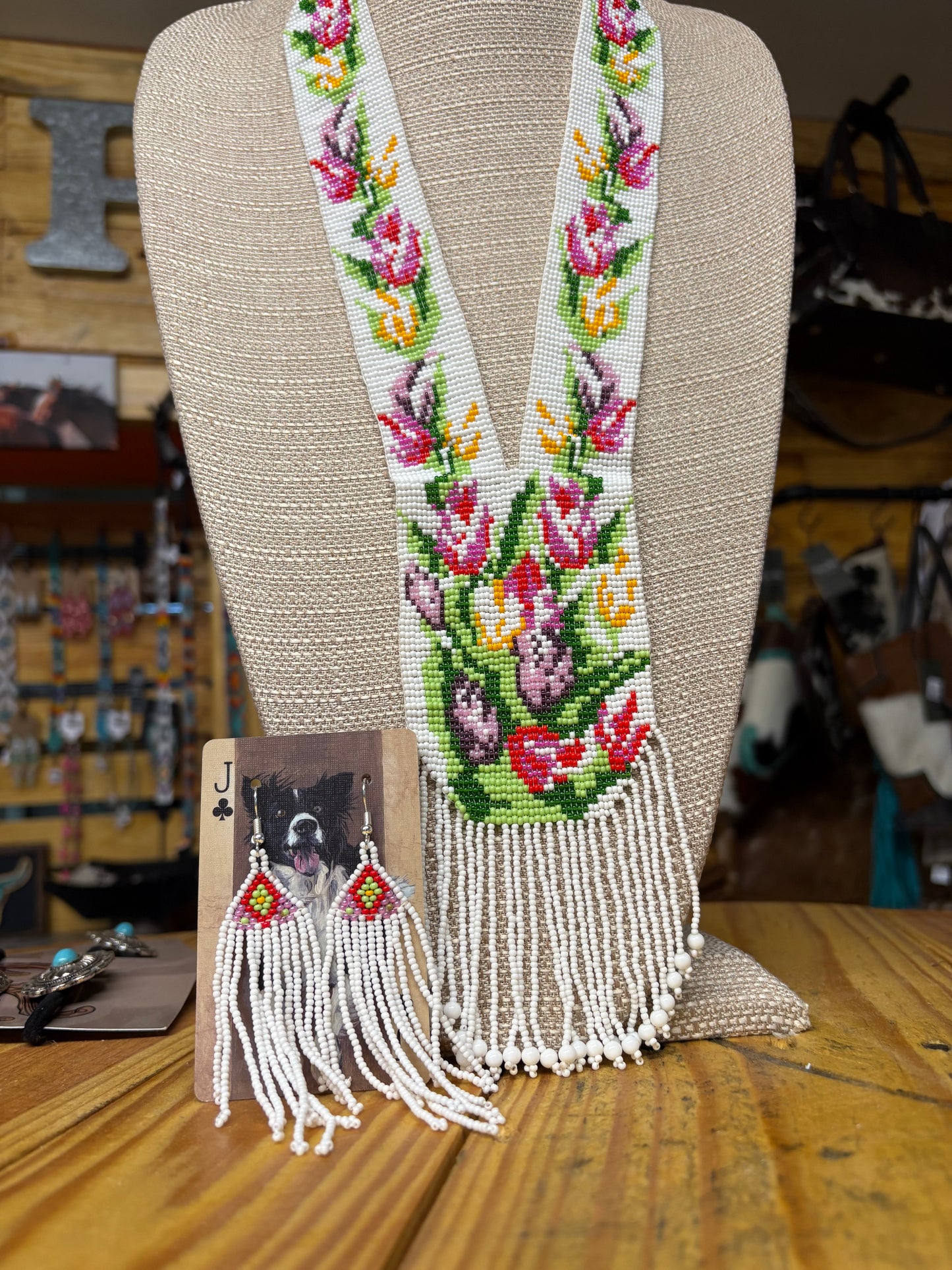 Spring Flair Beaded Necklace + Earrings- SET