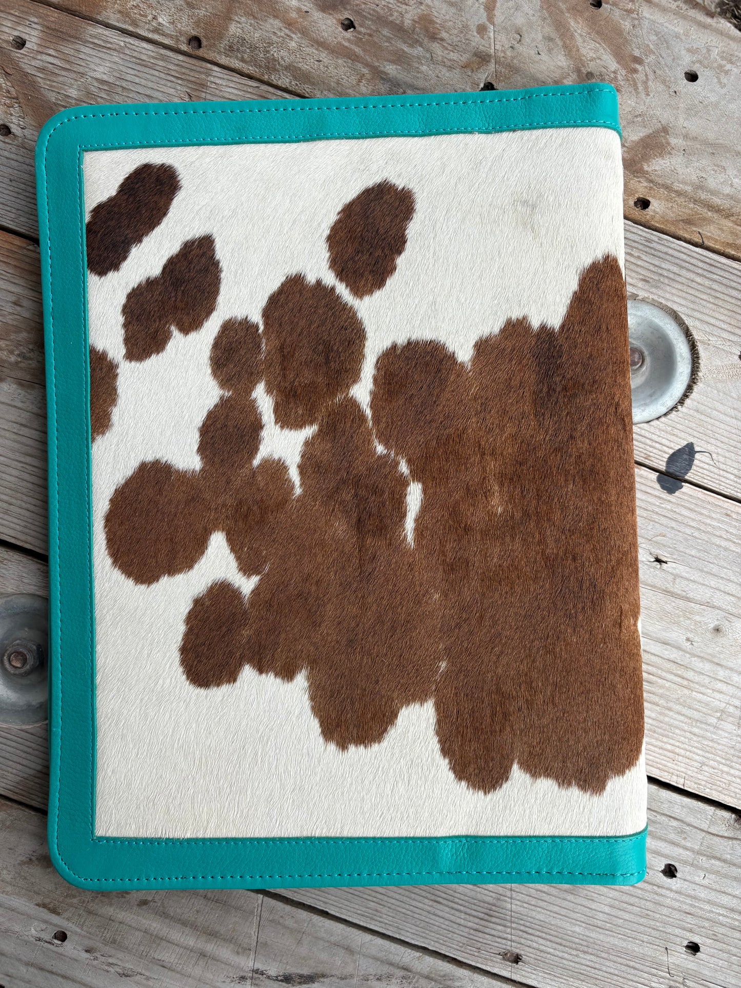 Turquoise Leather Cowhide Binder