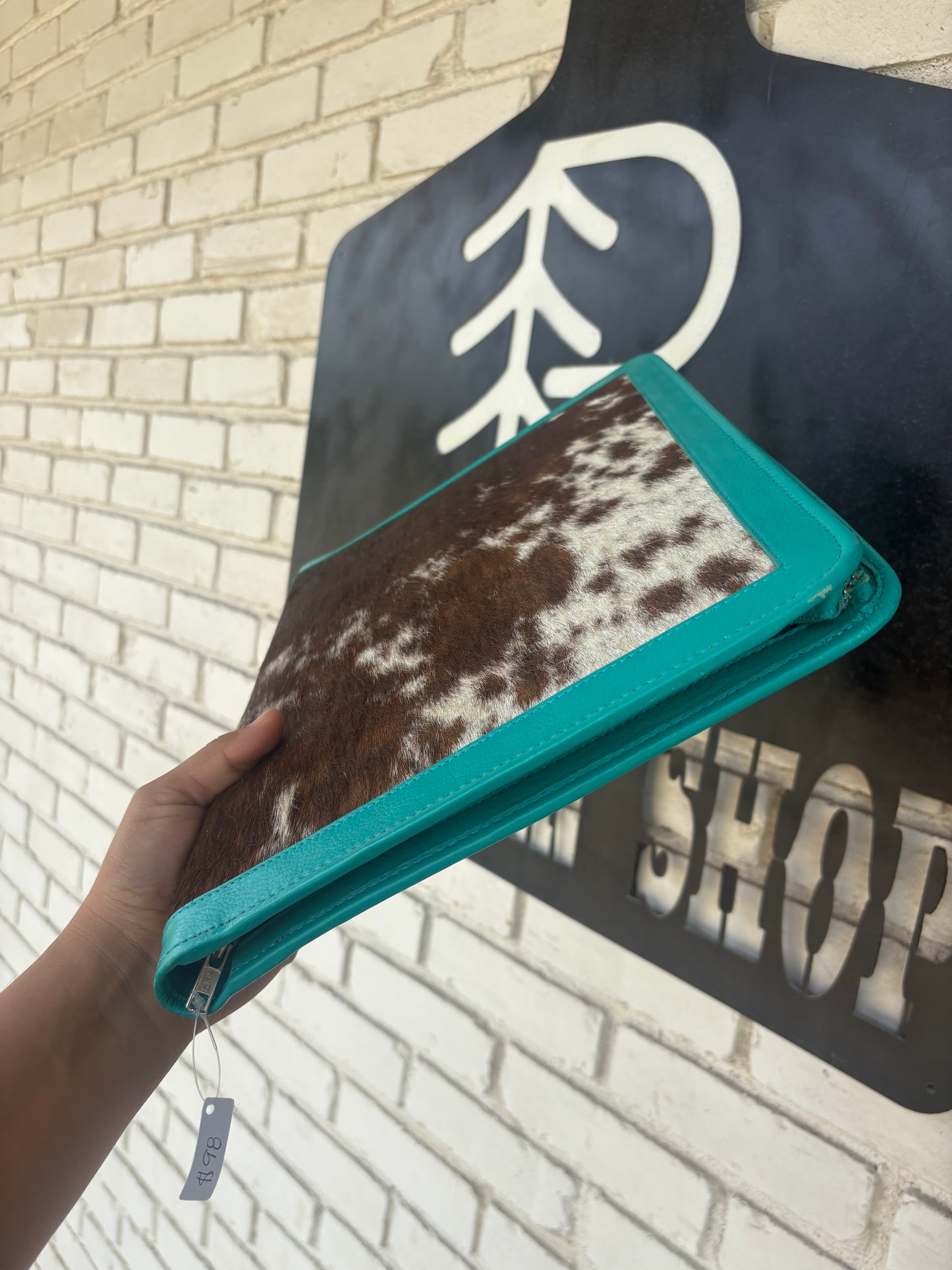 Turquoise Leather Cowhide Planner