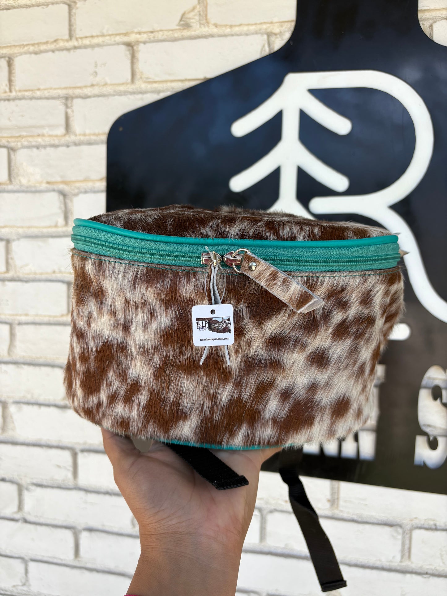RLP Cowhide Saddle Sack - turquoise (2)