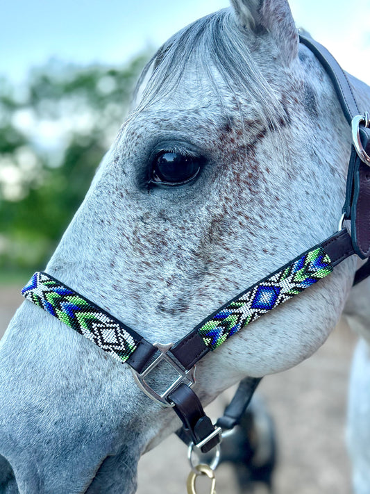 Duke Beaded Leather Halter