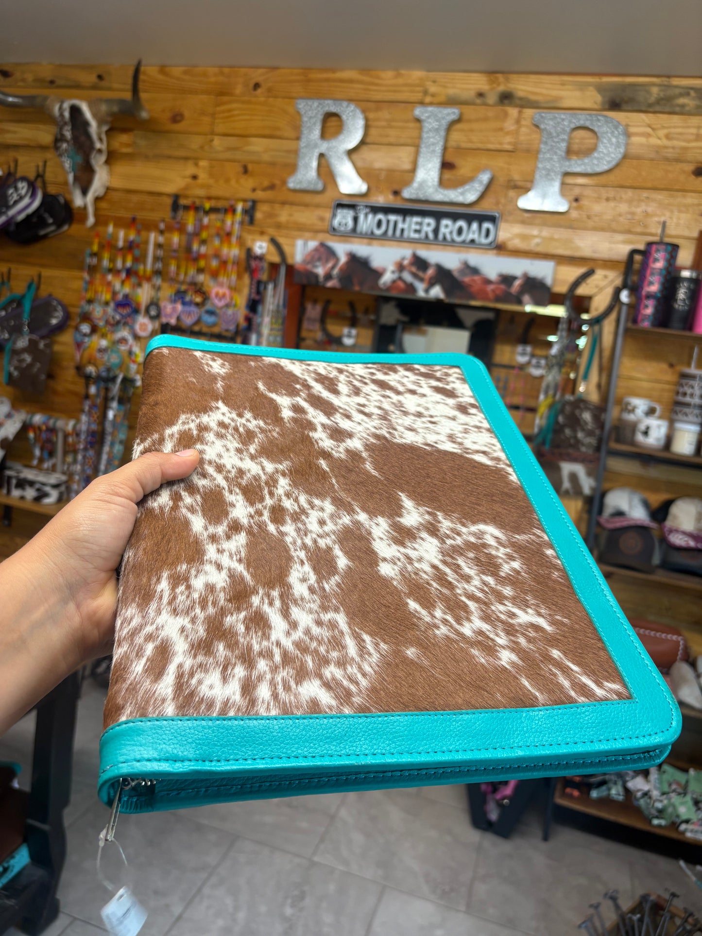 Turquoise Leather Cowhide Planner