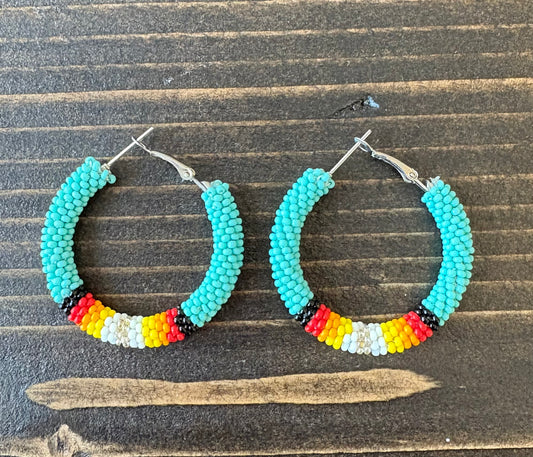 1.5” Bead Crochet Hoop Earrings