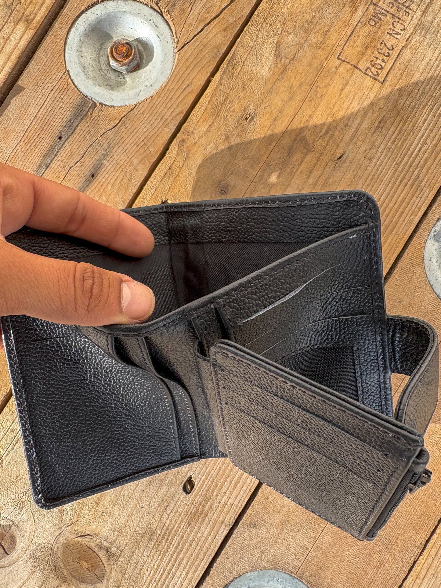 Cowhide Pocket Wallet - black leather