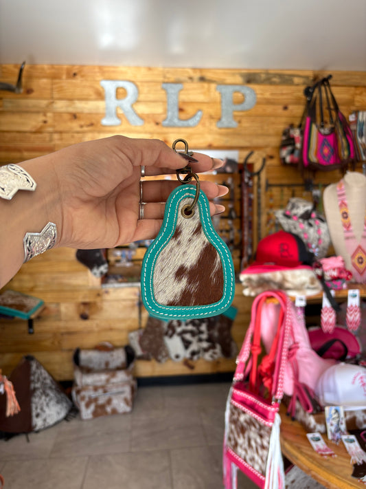 Turquoise Cowhide Keychain