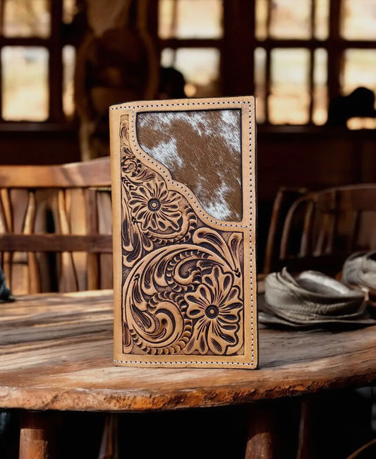 Cowhide + Tooled Leather Wallet