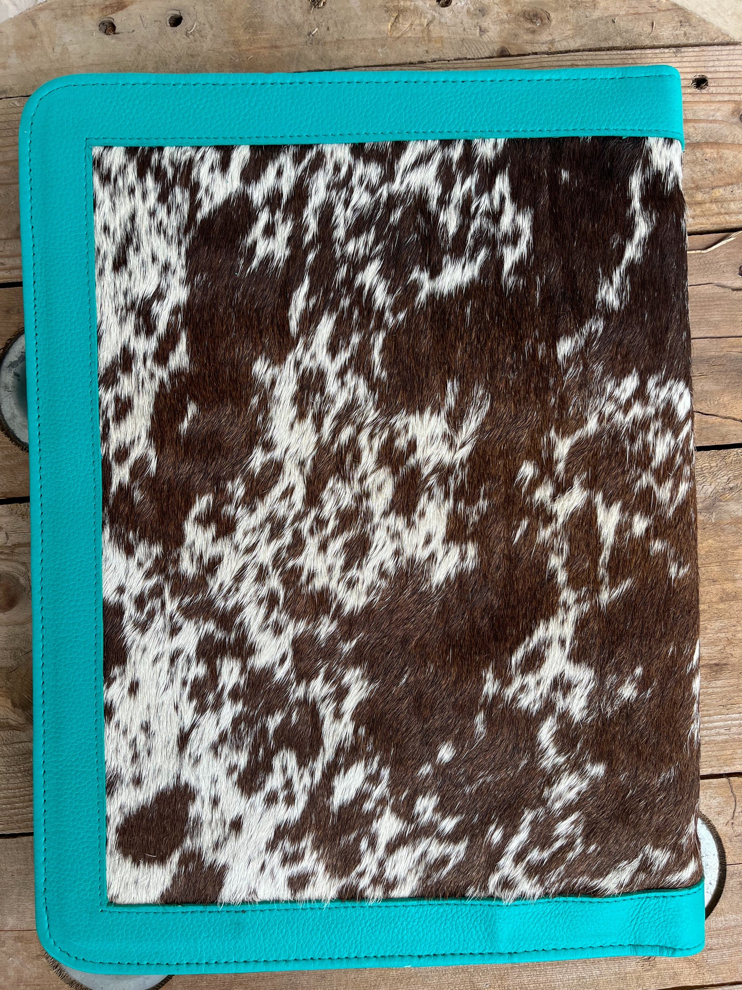 Cowhide + Turquoise Leather Planner (3)