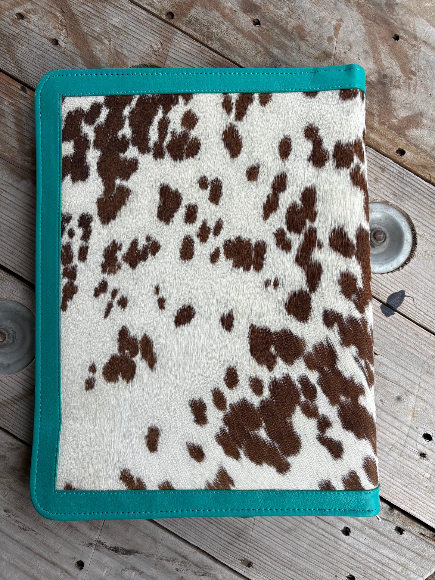 Turquoise Leather Cowhide Binder