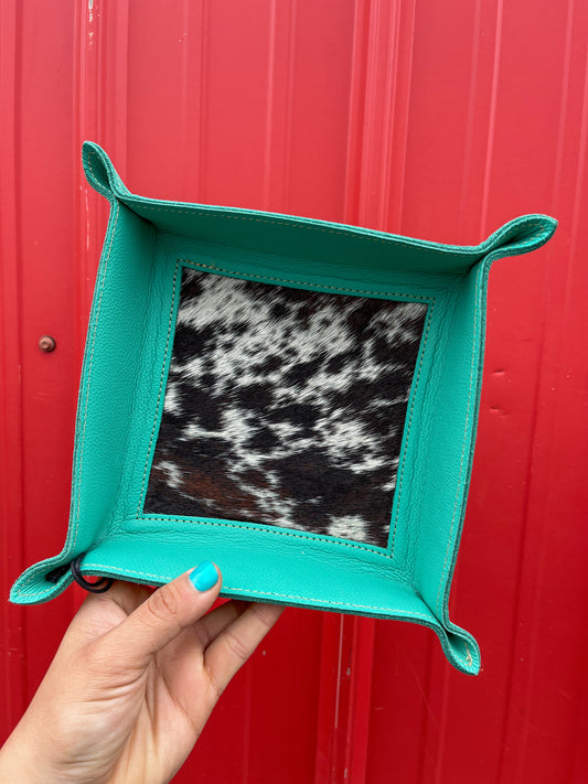 Turquoise Cowhide Tray*