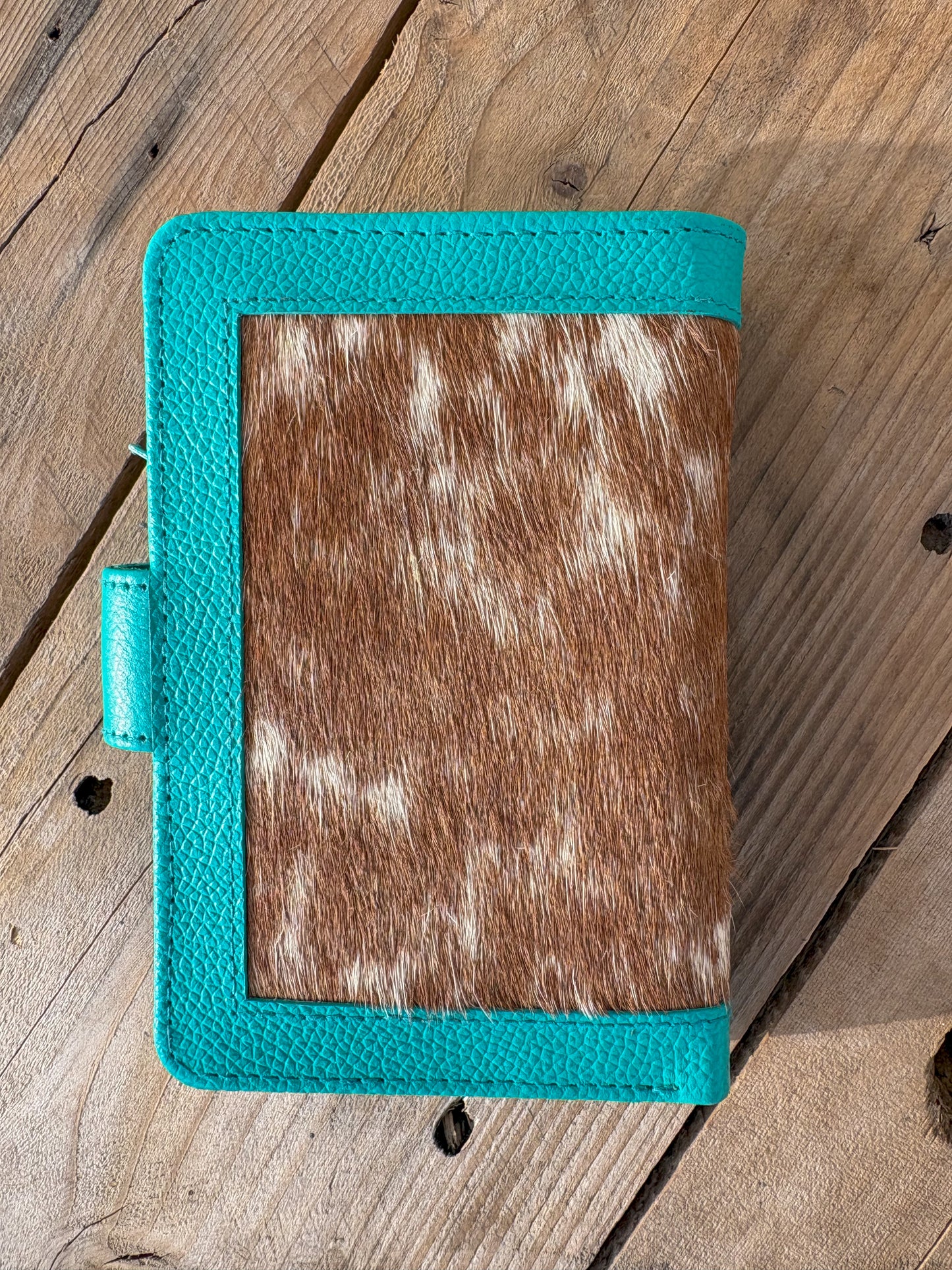 Cowhide Pocket Wallet - turquoise leather