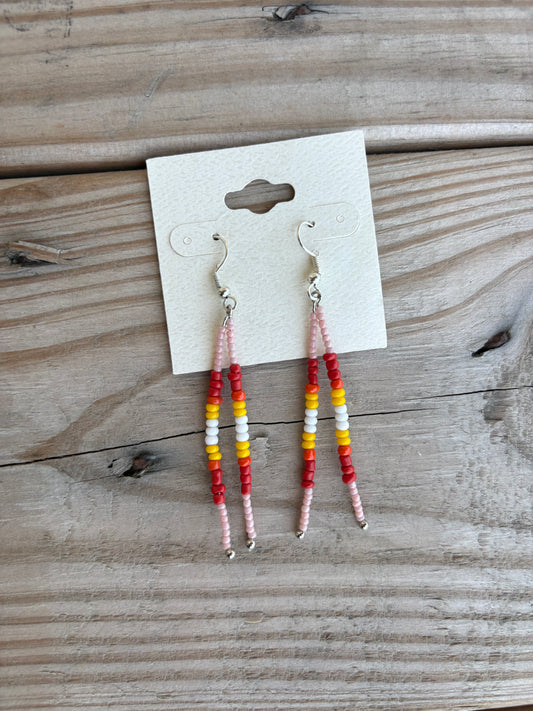 Beaded Earrings - Pink