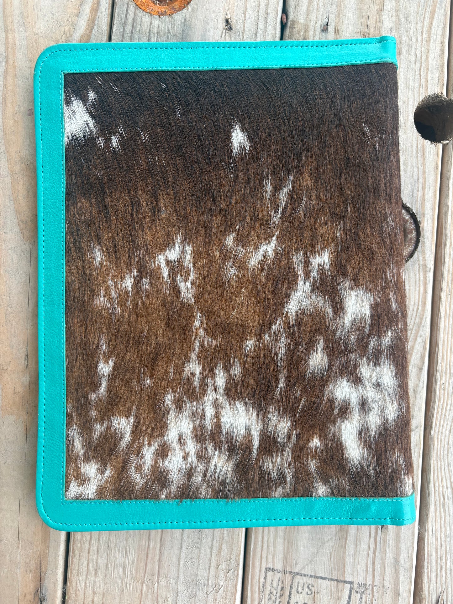 Turquoise Leather Cowhide Planner