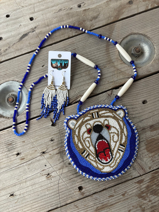 Bear Pendant Necklace + Earrings
