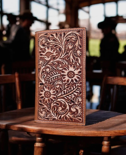 Tan Tooled Leather Wallet