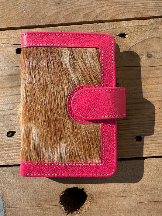 Cowhide Pocket Wallet - pink leather