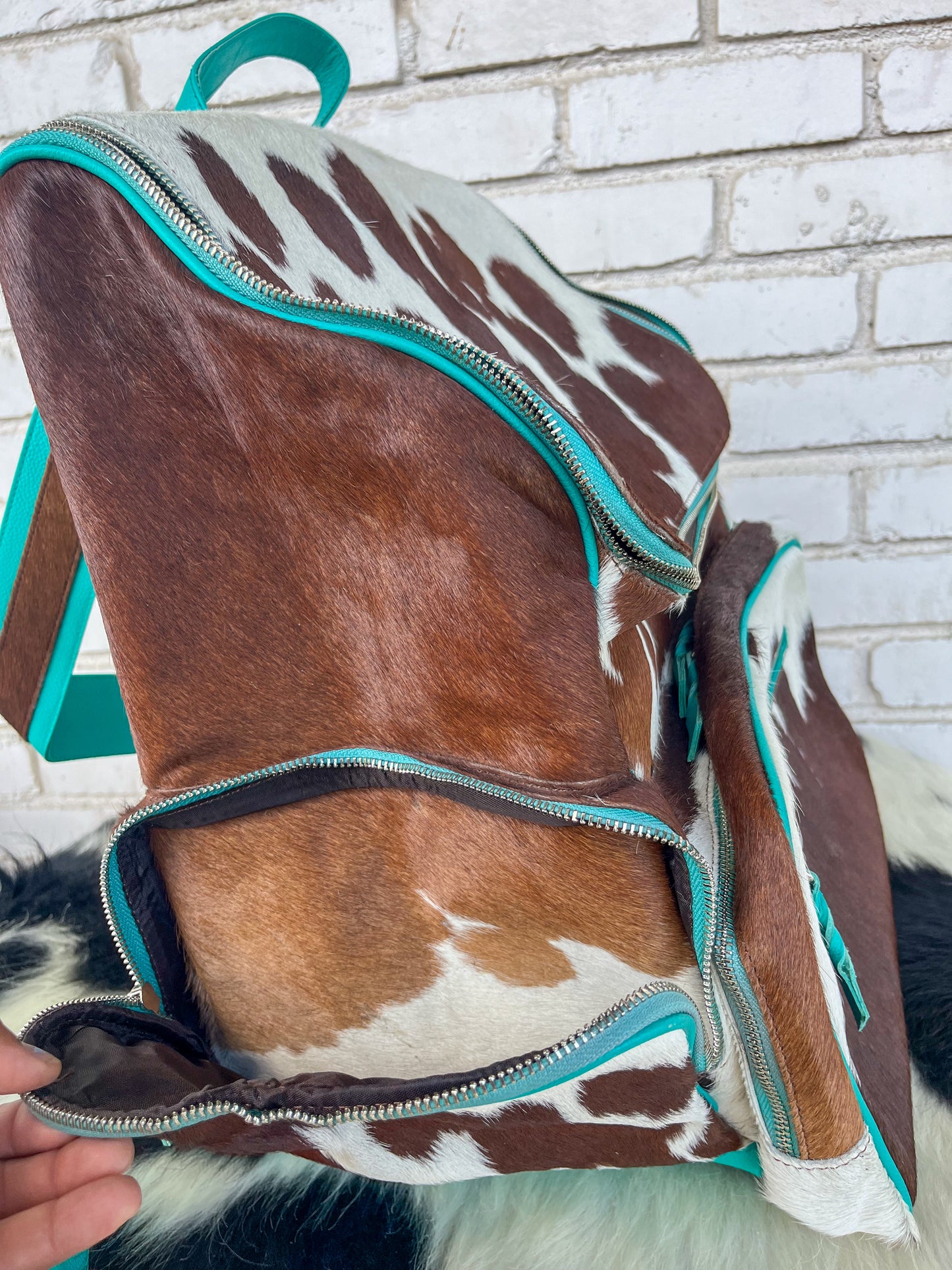 XL Turquoise Cowhide Backpack