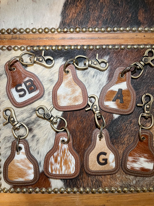 Branded Leather CowHide Keychain*