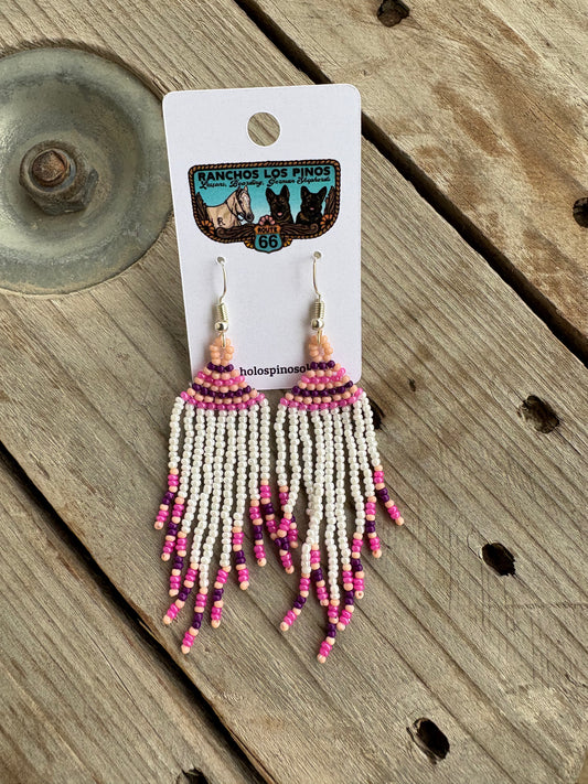 Beaded Earrings - Pink