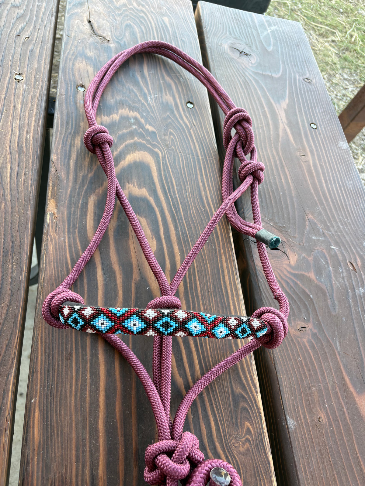 Horse Rope Halter - Burgundy