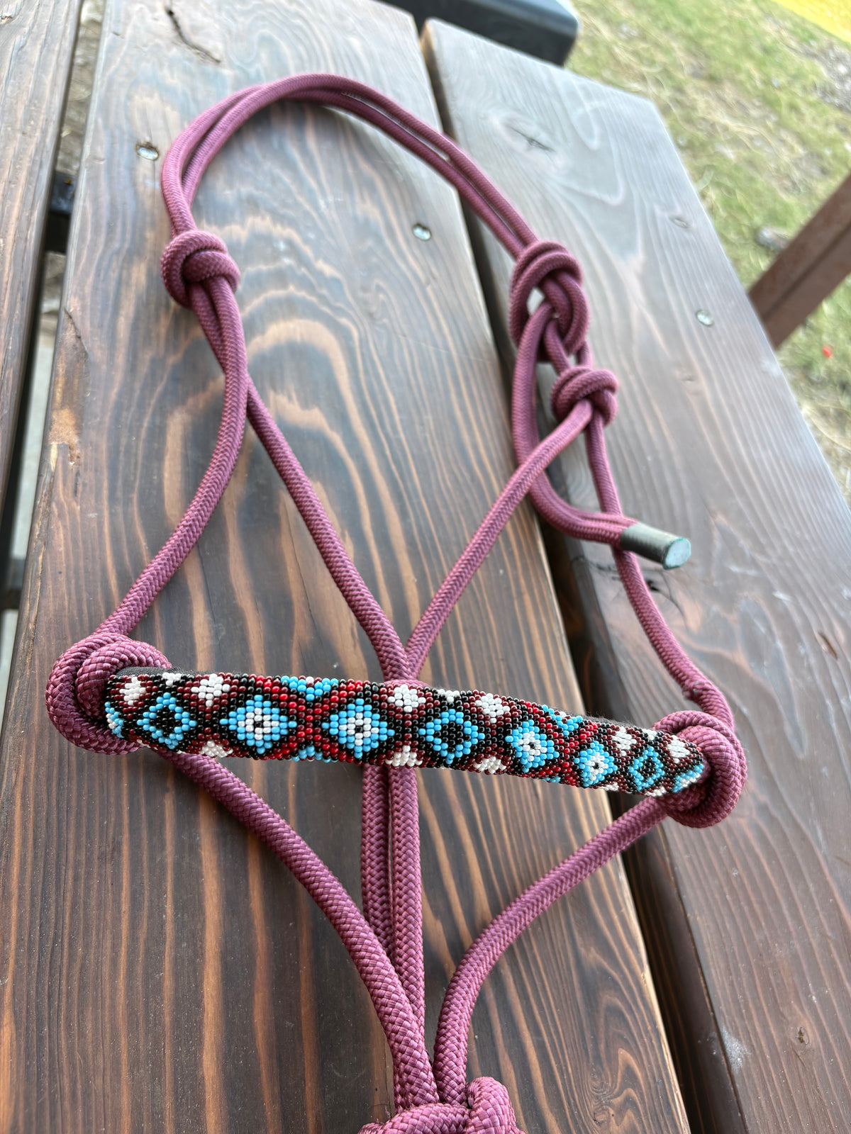Horse Rope Halter - Burgundy
